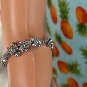 Sterling Silver & Marcasite X Pattern  Bracelet Size 7-1/2”